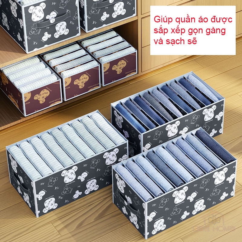 Hộp Vải Đựng Quần Áo Chia Ngăn Gấp Gọn - BEEHOME - Hộp Đựng Đồ Lót Vớ Tất Tiện Dụng Có In Họa Tiết Sắc Nét Dễ Vệ Sinh