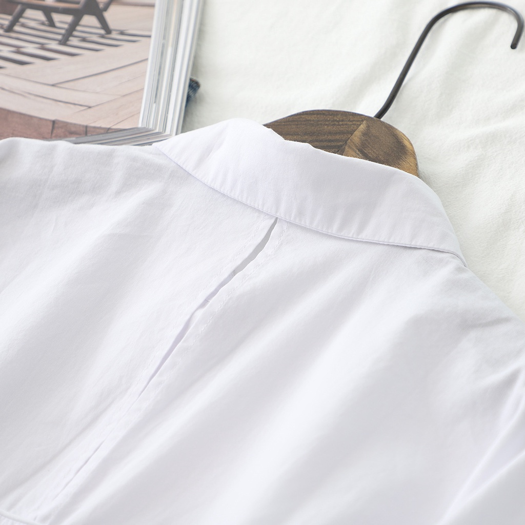 Áo Sơ Mi Tay Lửng Dáng Rộng Phong Cách Hàn Quốc Thời Trang Xuân Hè 2022 Dành Cho Nữ