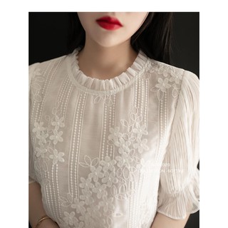 Áo sơ mi nữ thêu ren hoa nổi