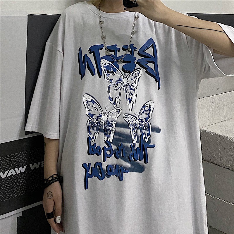 [Áo phông nữ form rộng tay lỡ] Áo thun tay lỡ unisex BUTTERFLY, Áo thun nữ form rộng đẹp màu trắng,đen chất cotton | BigBuy360 - bigbuy360.vn
