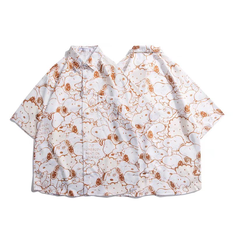 Áo Sơ Mi Tay Ngắn In Hoạt Hình Snoopy Thời Trang Mùa Hè Chất Lượng Cao Cho Nam