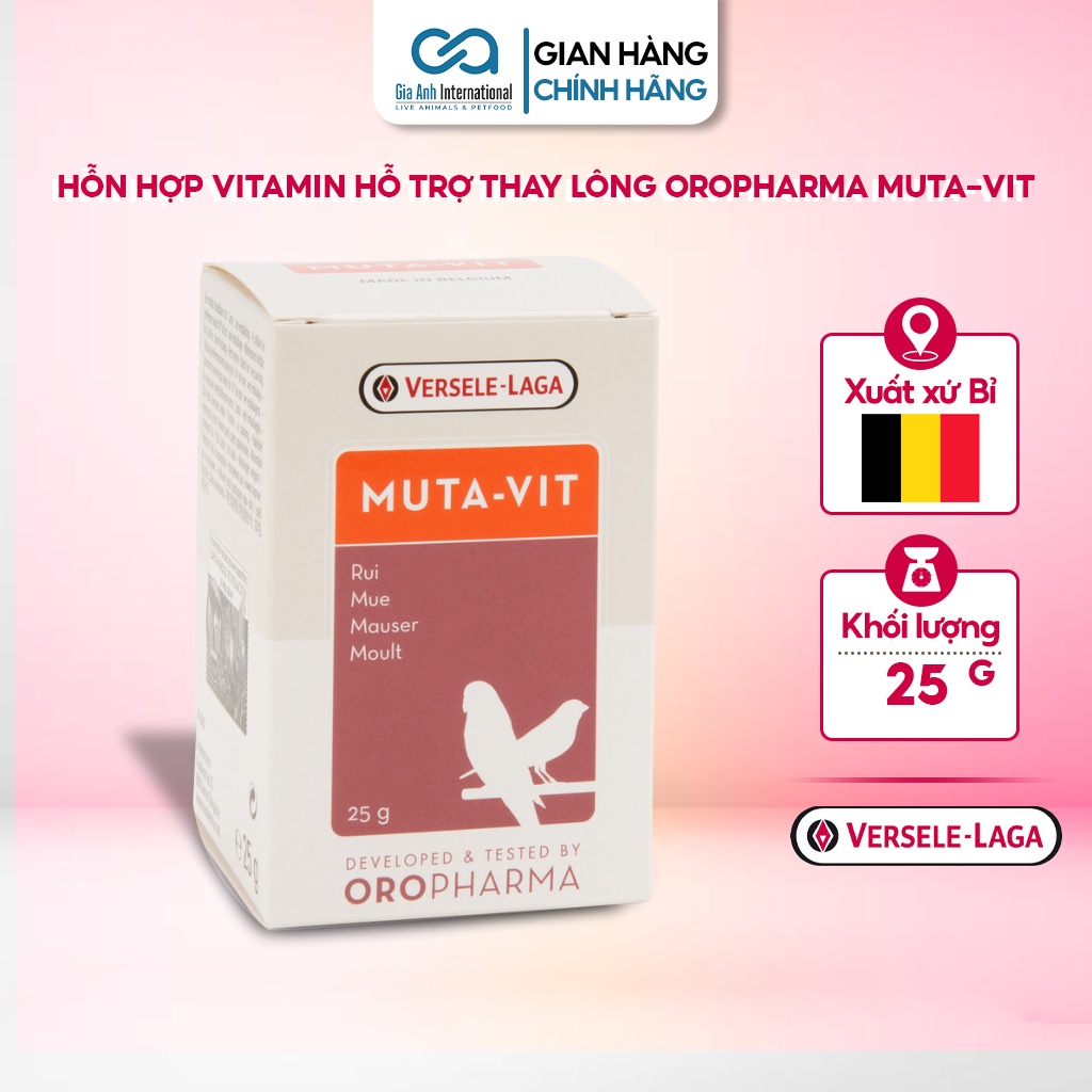 Vitamin Hỗ Trợ Thay Lông Cho Chim Cảnh - Versele-laga Oropharma Muta-Vit Đảm Bảo Trao Đổi Chất Tối Ưu, Dạng Bột Hộp 25g