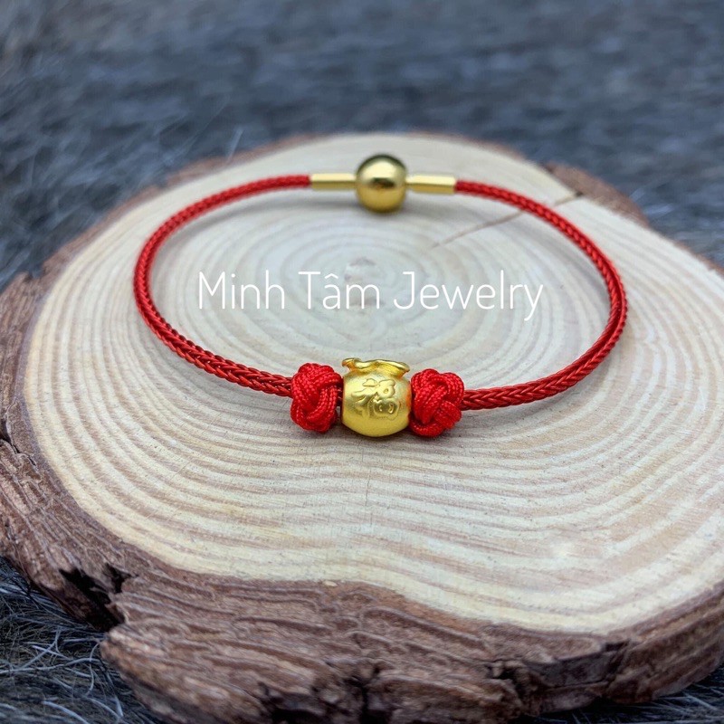 Charm túi tiền 24k mini, Charm #vàng 24k túi tiền chữ Phúc-Minh Tâm Jewelry