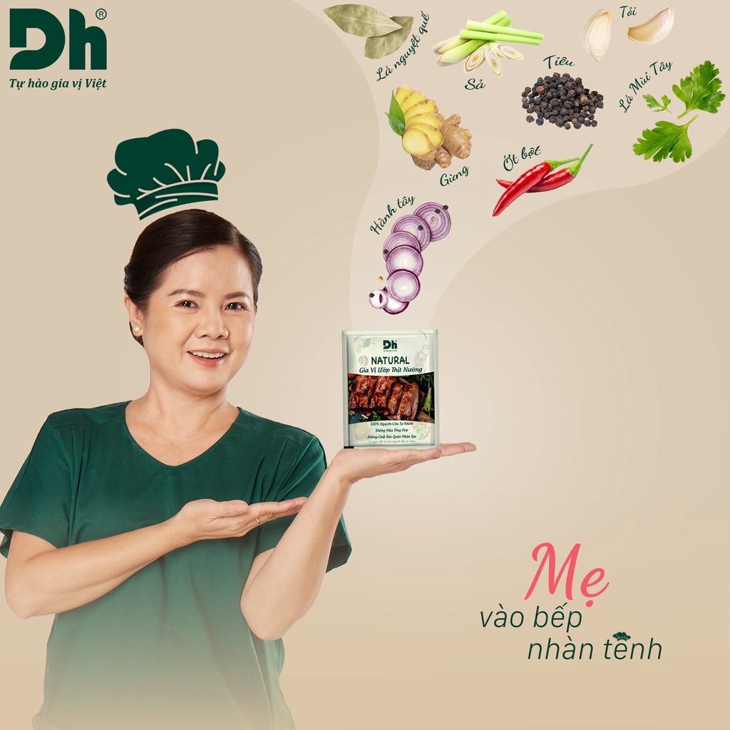 Gia vị ướp thịt nướng Natural Dh Foods nêm nếm sẵn BBQ cho thực phẩm thơm mùi khói 10Gr