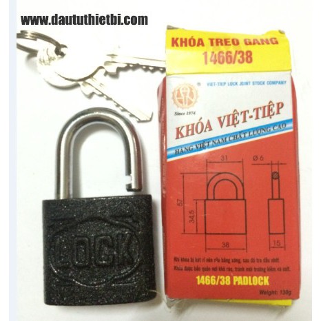 Khoá treo gang chìa Việt tiệp 3 phân 1466/38