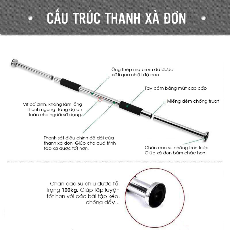 Xà Đơn Treo Tường - Chất liệu Inox - Bách hóa Nguyễn Văn Cừ - Tùy chỉnh kích thước