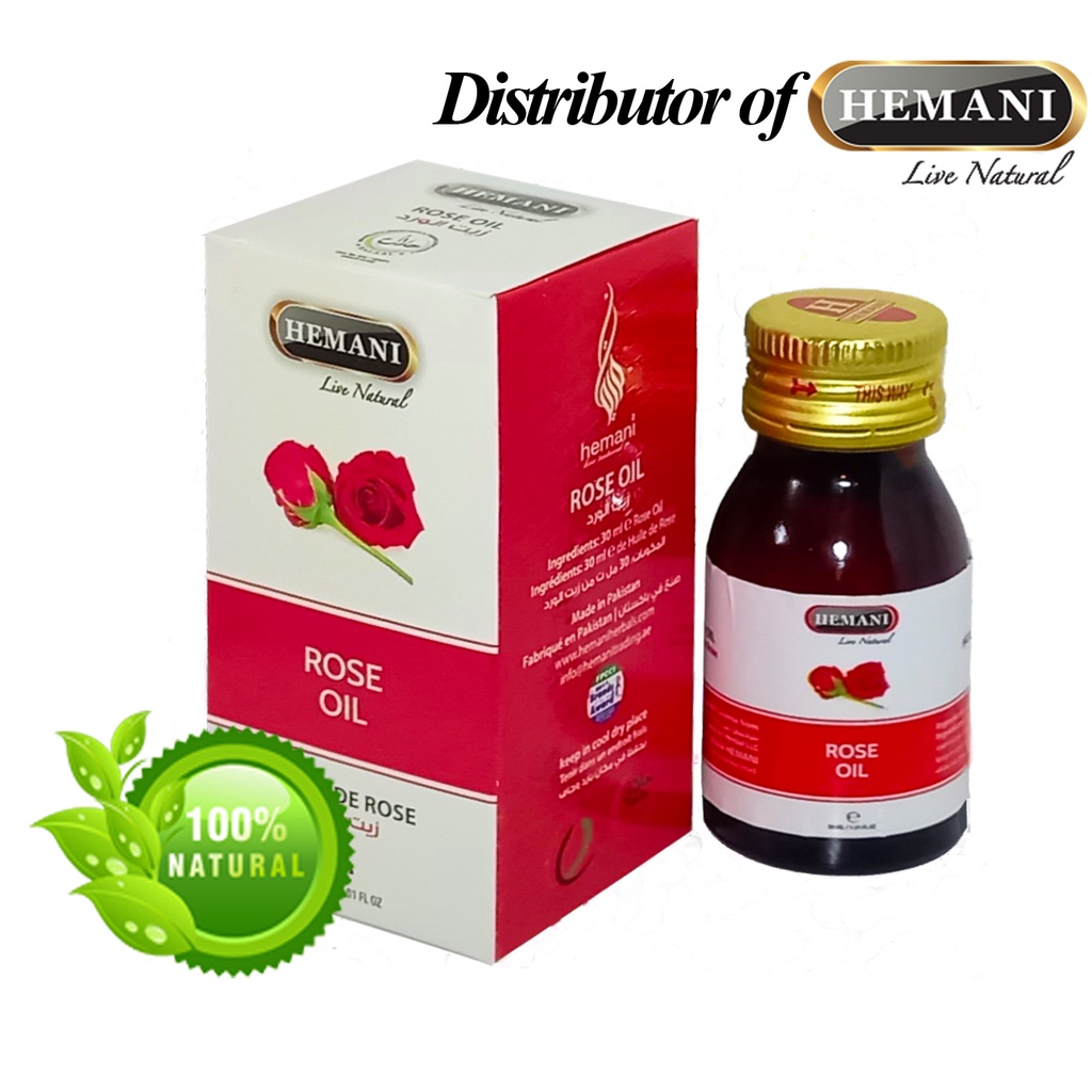 Dầu hoa hồng Hemani Rose Oil 30 ml giúp se lỗ chân lông, làm sáng da và ngăn lão hóa da