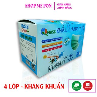 Khẩu Trang Y Tế 4 Lớp, Kháng Khuẩn, Face Mask cao cấp màu xanh Shopmepon