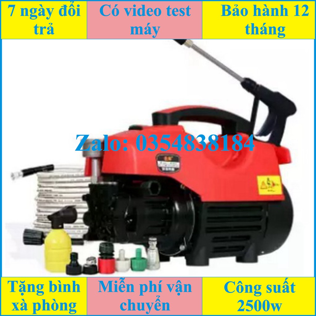 Máy bơm xịt rửa xe áp lực cao T10 có dây áp lực phun dài 7m, báng súg phun dài nửa mét, đầu phun, bình chứa xà phòng