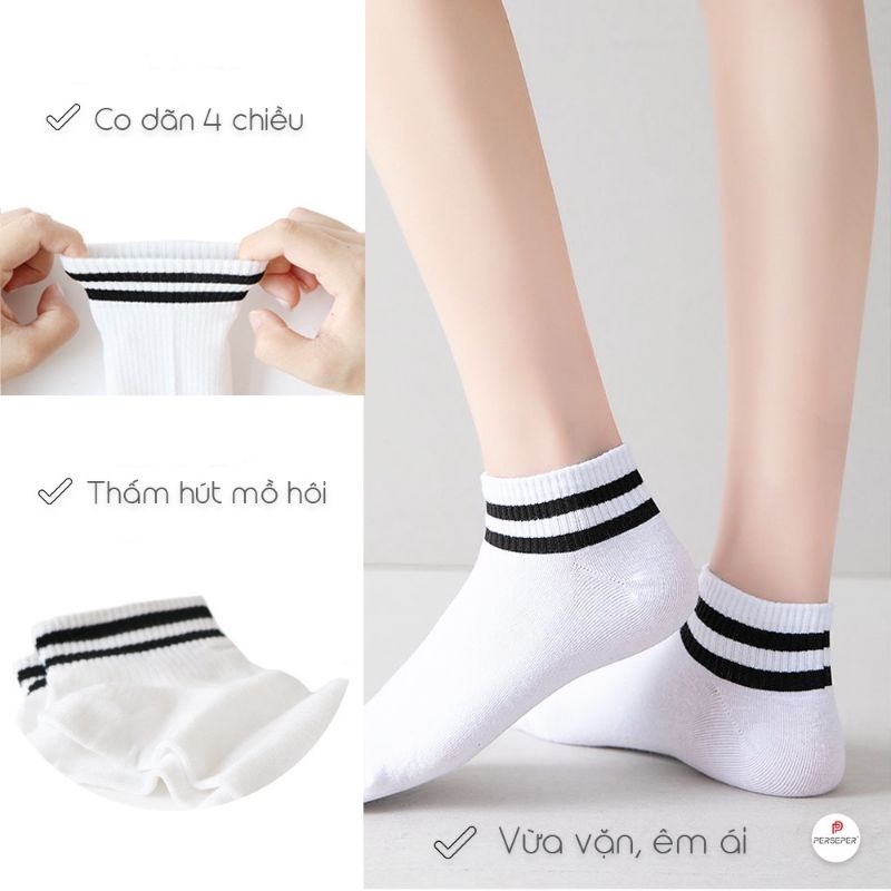 Tất cổ cao nam nữ thể thao phong cách Hàn Quốc, vớ nữ nam trắng đen chất liệu cotton mềm thoáng mát MACHUTA SHOP