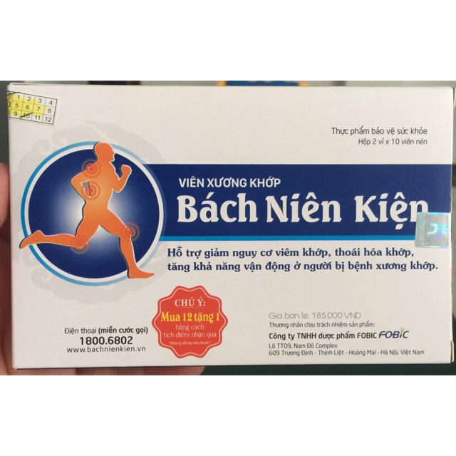 Viên xương khớp Bách Niên Kiện - hỗ trợ giảm viêm khớp, thoái hoá khớp, thoái hoá cột sống; tăng khả năng vận động