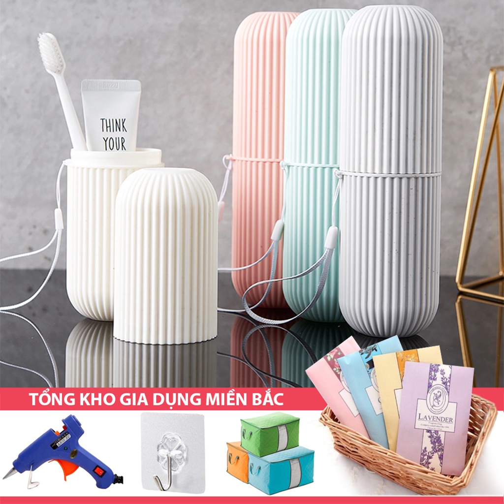 [Tổng Kho Sỉ] Hũ Hộp Đựng Bàn Chải Và Kem Đánh Răng Kiểu TRÒN CÓ VÂN S8 (Kiêm 2 Cốc) - Khi Đi Du Lịch, Công Tác