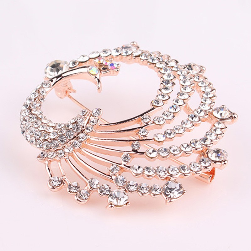 Ghim cài áo hình chú công đính đá thời trang cho nữ