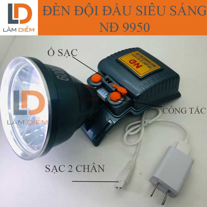 ĐÈN PIN ĐỘI ĐẦU SIÊU SÁNG PIN LITHIUM CÔNG SUẤT LỚN 9110 - 9950