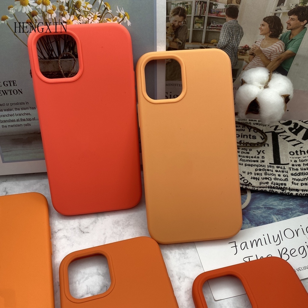 Orange series liquid silicone phone case suitable for iPhone7 8 SE2020 7P 8P XS XR XSMAX 11 PRO 12 PRO MAX All-inclusive drop protection case