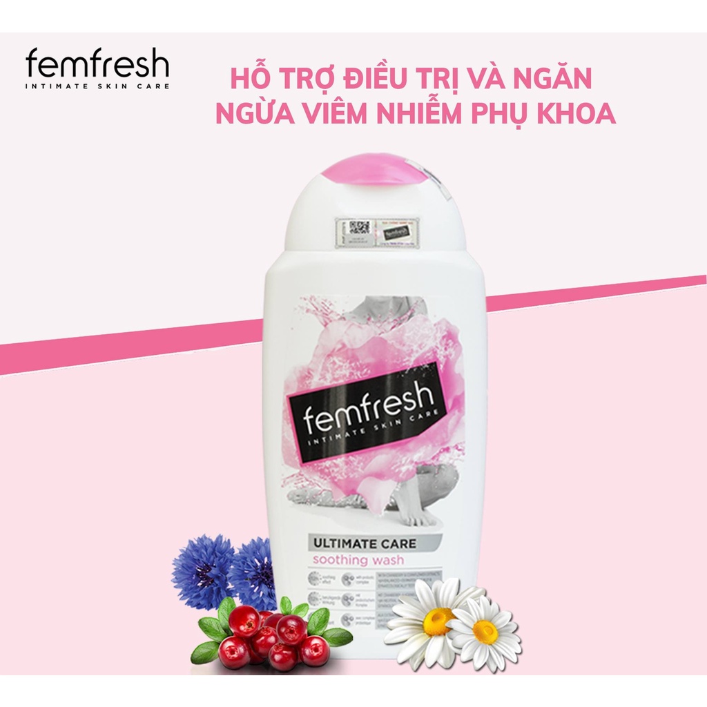 Dung dịch vệ sinh phụ nữ cao cấp Femfresh Soothing Wash 250ml - Hồng