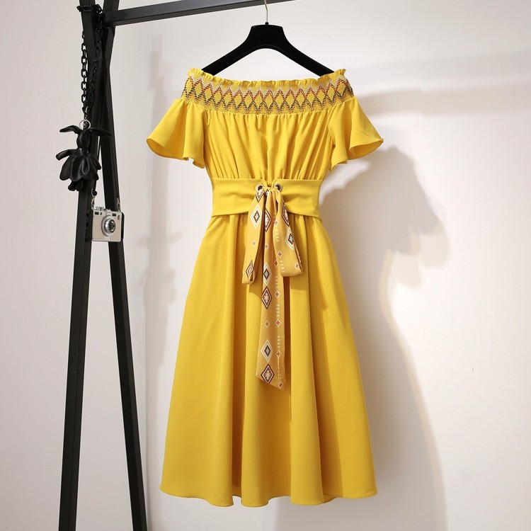 Đầm xòe dự tiệc cổ vuông phong cách trẻ chất vải lụa mịn, mềm rũ, thoáng mát mã 01635