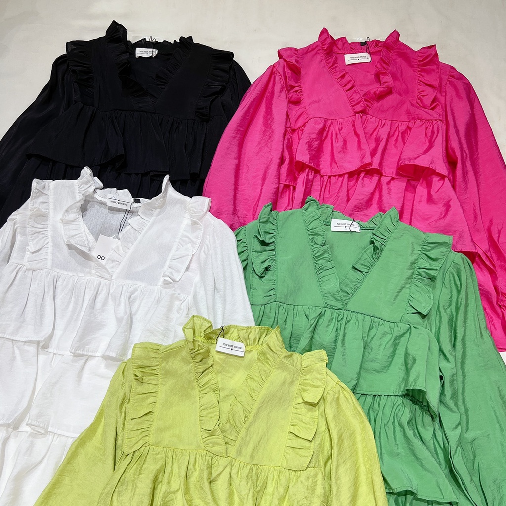 Áo bèo tầng babydoll xanh bơ nhiều màu Lovi