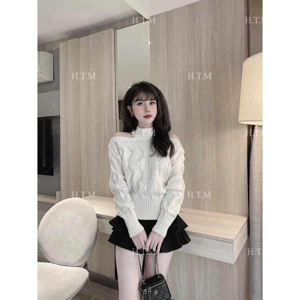 Áo Len Dài Tay Hở Vai Có 4 Màu Cực Xinh Phom Dáng Vừa Dễ Mix Đồ Hàng Đẹp Loại 1 | BigBuy360 - bigbuy360.vn