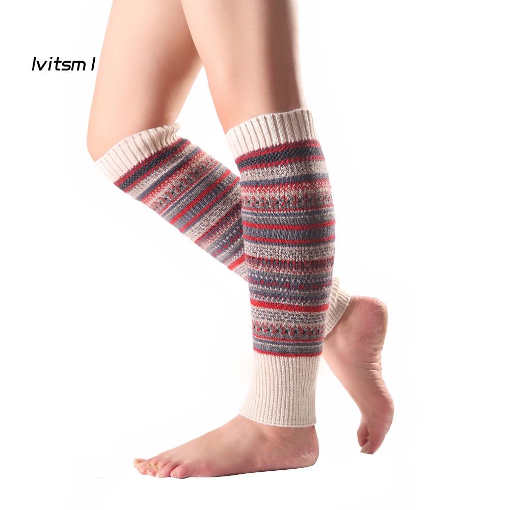 【LTM】Women Striped Knitted Leg Warmers Winter Footless Knee High Fashion Boot Socks | BigBuy360 - bigbuy360.vn