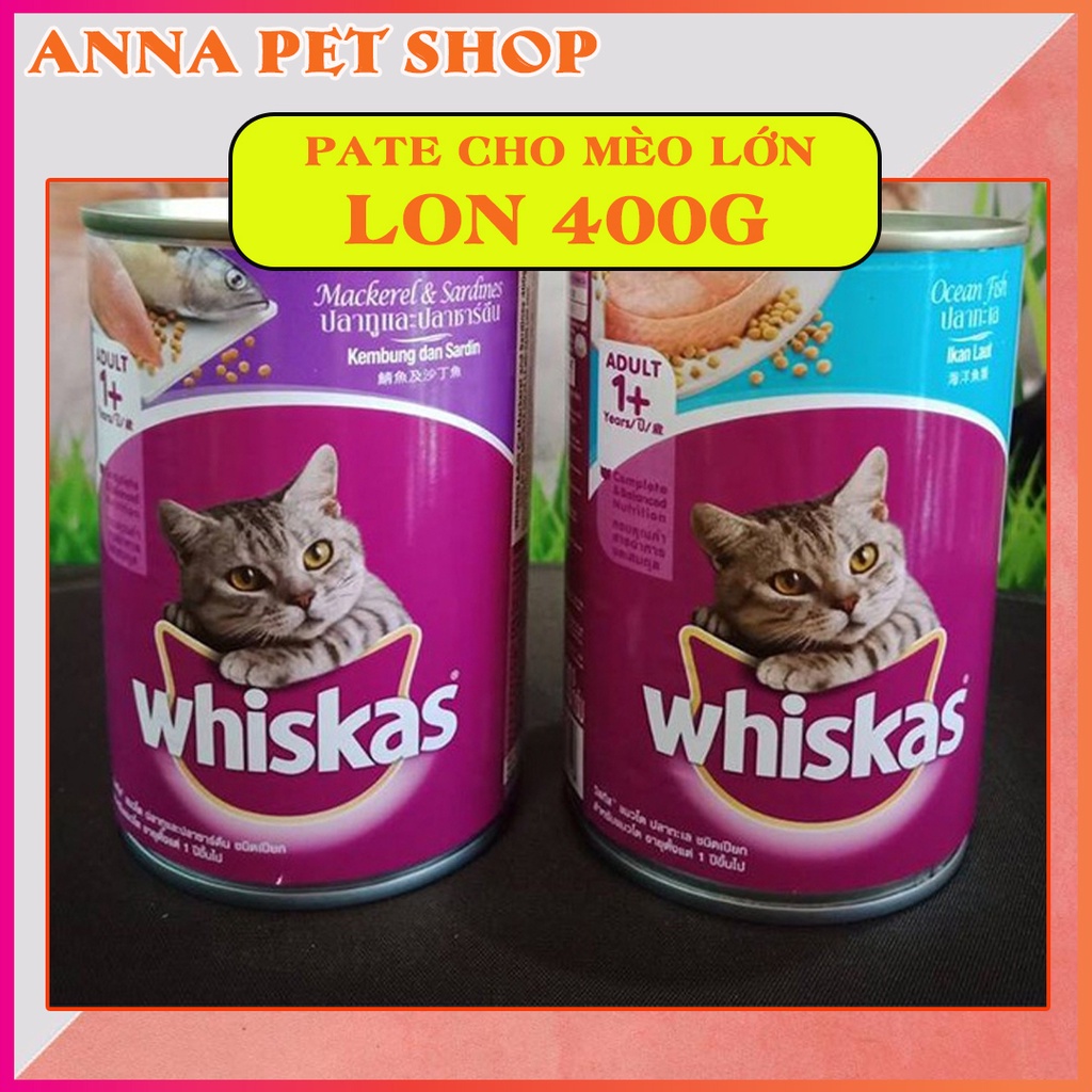 Combo 5 lon pate mèo whiskas 400g ( vị cá ngừ + cá biển)