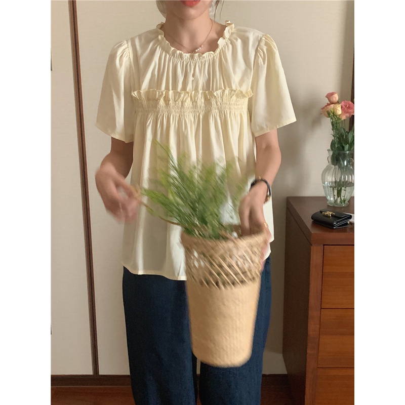 Áo Thun Nữ Ngắn Tay Cổ Tròn Thiết Kế Đơn Giản Thời Trang Mùa Hè Mới