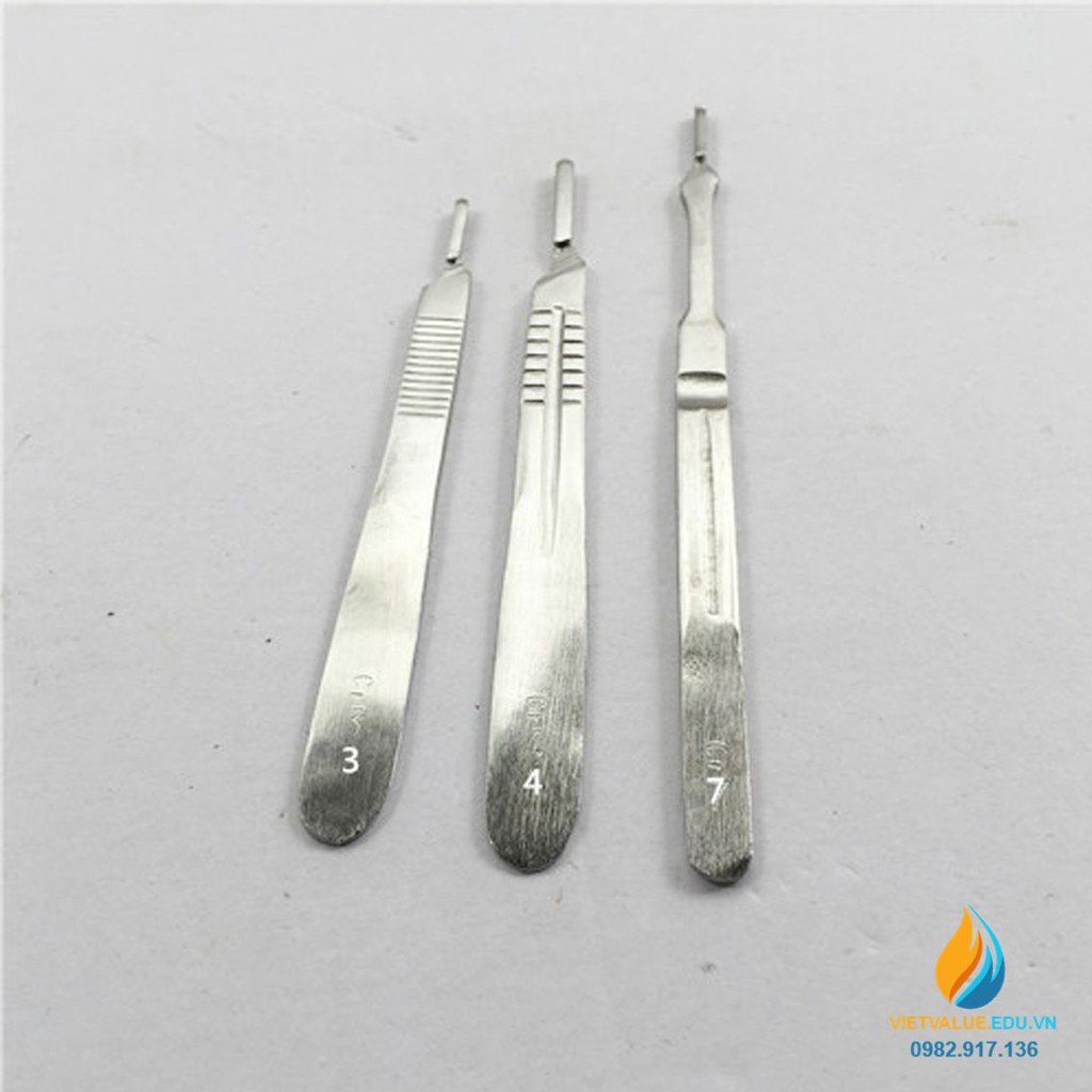 Cán dao mổ số 7, Inox 304, dài 16cm, cán dao y tế thực hành chất lượng cao