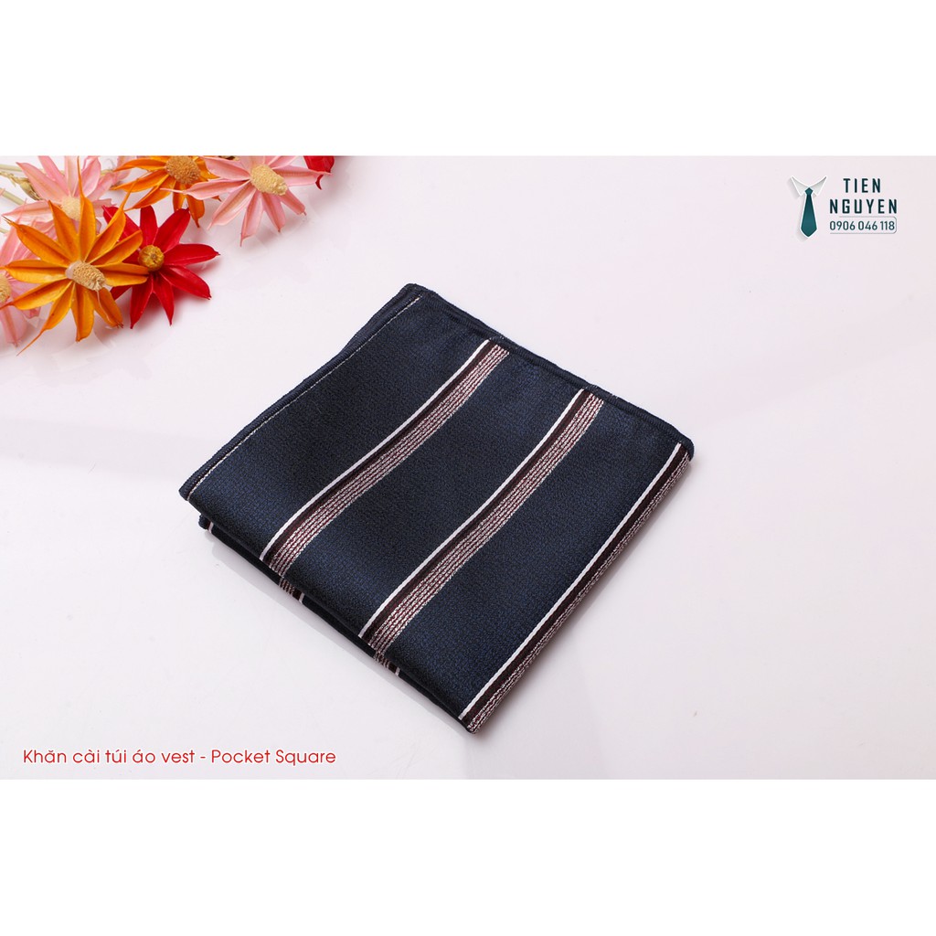 Khăn Cài Túi Áo Vest - Pocket Square xanh đen kẻ