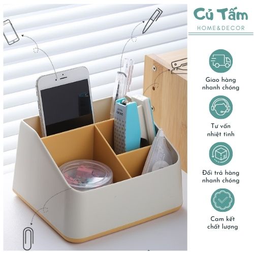 Khay để điều khiển, đồ văn phòng phẩm, kệ đựng bút, điện thoại mini để bàn làm việc