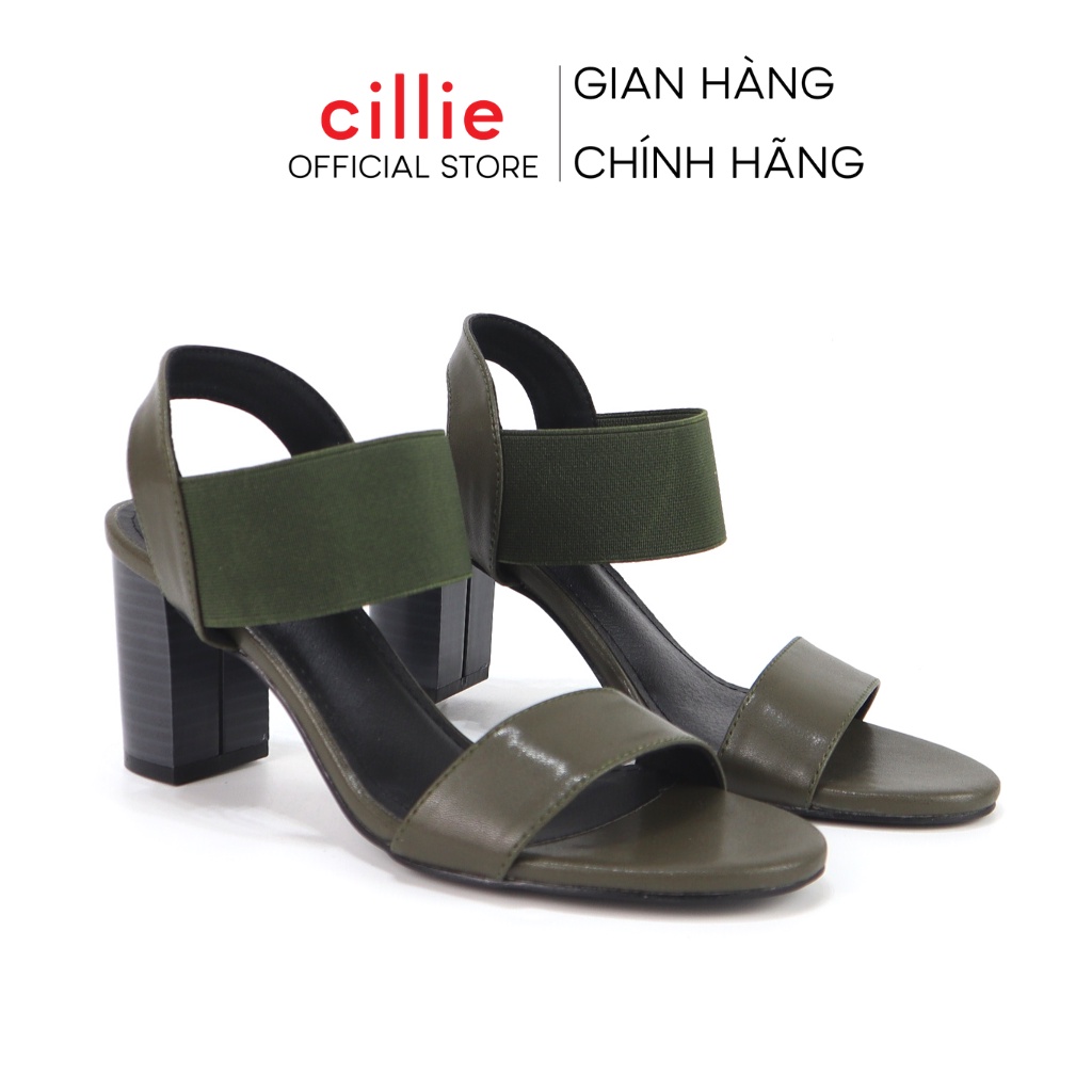 Giày sandal nữ quai ngang basic phối  mới lạ thời trang gót trụ 7cm đi làm đi chơi dạo phố Cillie 1010