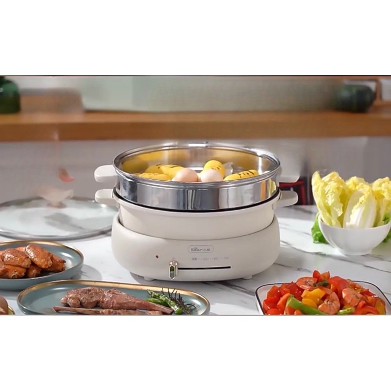 Nồi lẩu-nướng Bear 3 in 1 kèm khay hấp-  -Bh 12 tháng ..