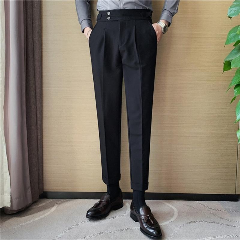 quần âu nam 2 khuy sắn gấu màu đen xanh ghi xám trắng đẹp công sở hàn quốc cao cấp ống đứng côn suông rộng co giãn