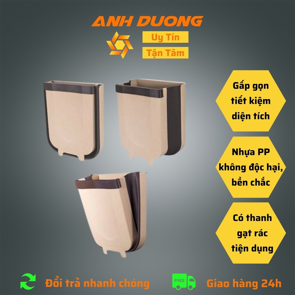 Thùng Đựng Rác Gấp Gọn, Treo Cánh Tủ Bếp, Xe Hơi - Nhỏ Gọn, Tiện Lợi