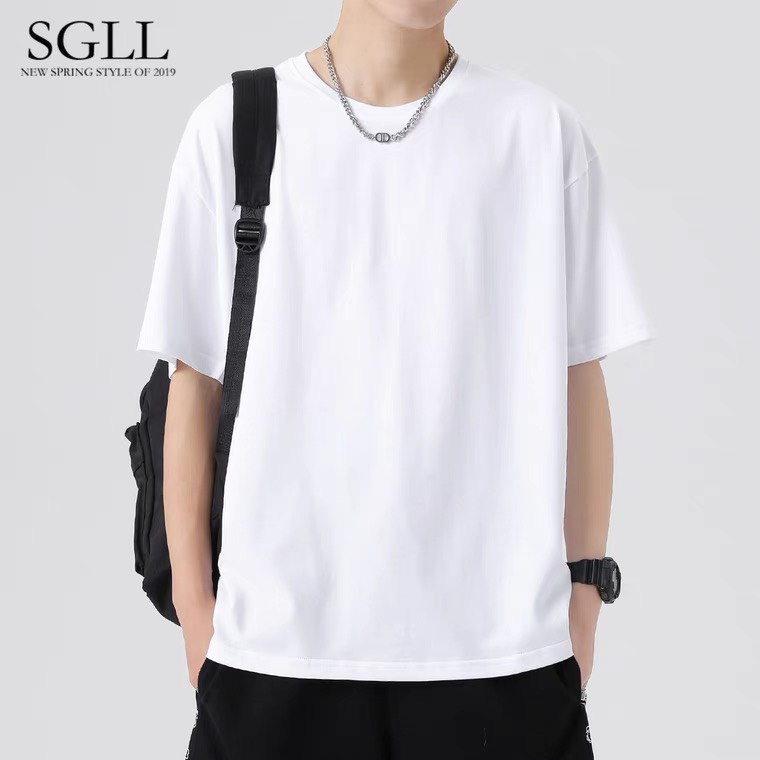 Áo thun nam nữ trơn hai màu đen trắng phom tay lỡ unisex basic, chất vải cotton mềm mịn Top xu hướng 2022