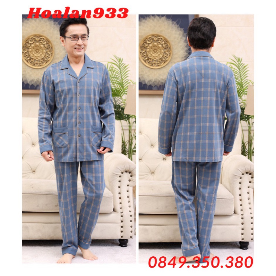 Bộ pyzama dài tay cho bố cho ông, cotton vải chất đẹp