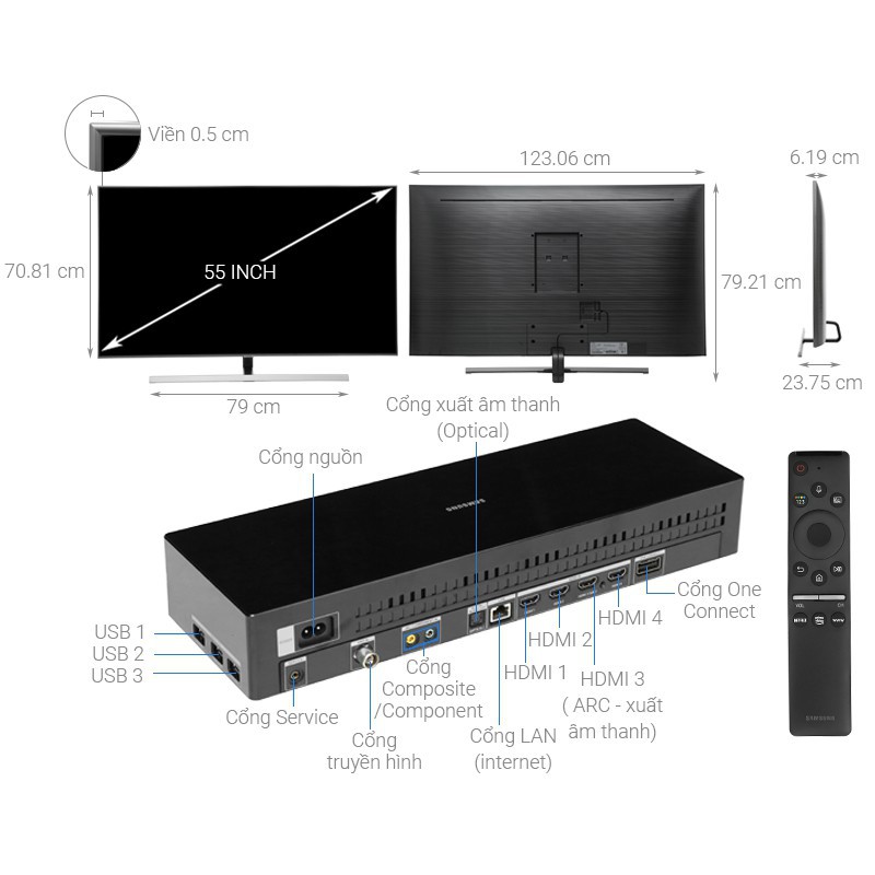 Smart Tivi QLED Samsung 4K 55 inch QA55Q80R - Hàng chính hãng - Liên hệ với người bán để đặt hàng