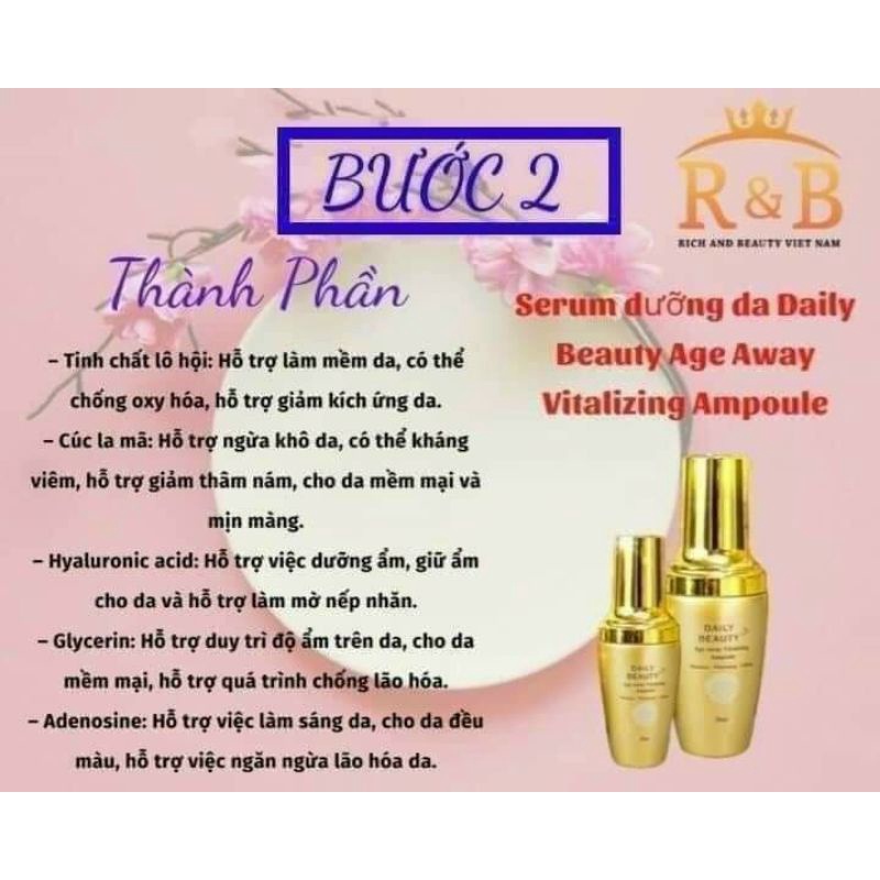 Bộ sản phẩm Đánh Thức Thanh Xuân Daily Beauty Age Away Vitalizing R&B - COMBO 4 HỘP MỸ PHẨM CAO CẤP