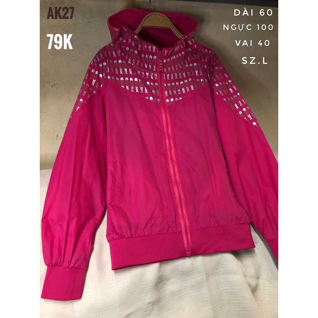 [ẢNH THẬT] Áo khoác gió nữ hồng form size L hàng 2hand mã AK27 TIEM2021