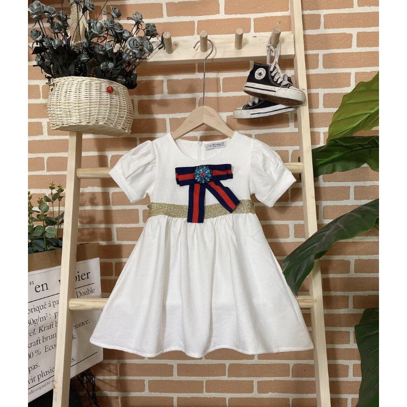 Đầm babydoll trắng chất liệu nhung tăm nhập Hàn Quốc