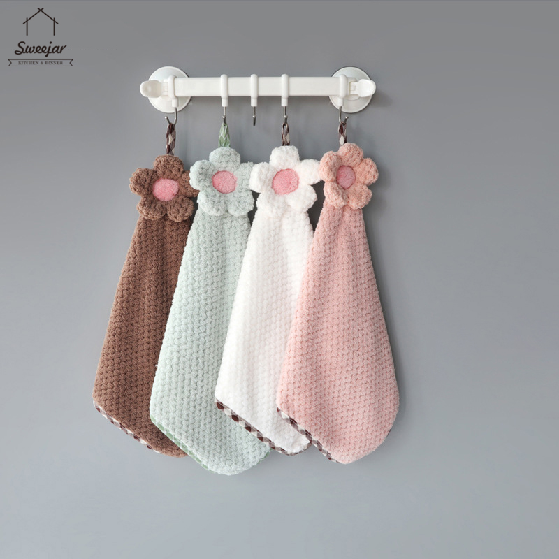 Khăn lau tay SWEEJAR treo tường hình hoa dễ thương nhiều màu tùy chọn tiện dụng cho nhà bếp/nhà tắm