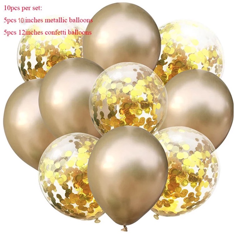 Set 12 Bong Bóng Trong Suốt Ánh Kim Dùng Trang Trí Tiệc | Dây Cáp Hiasa Hiasa Chất Lượng Cao