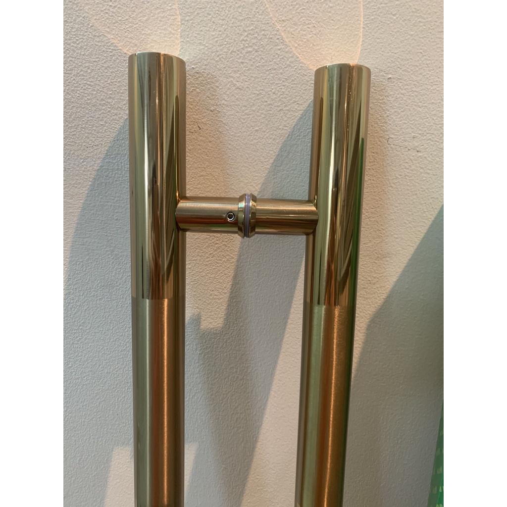 Tay Inox Vàng Tròn Đốt (Inox 304) - Nắm Cửa Kính Cường Lực, Cửa Nhôm.
