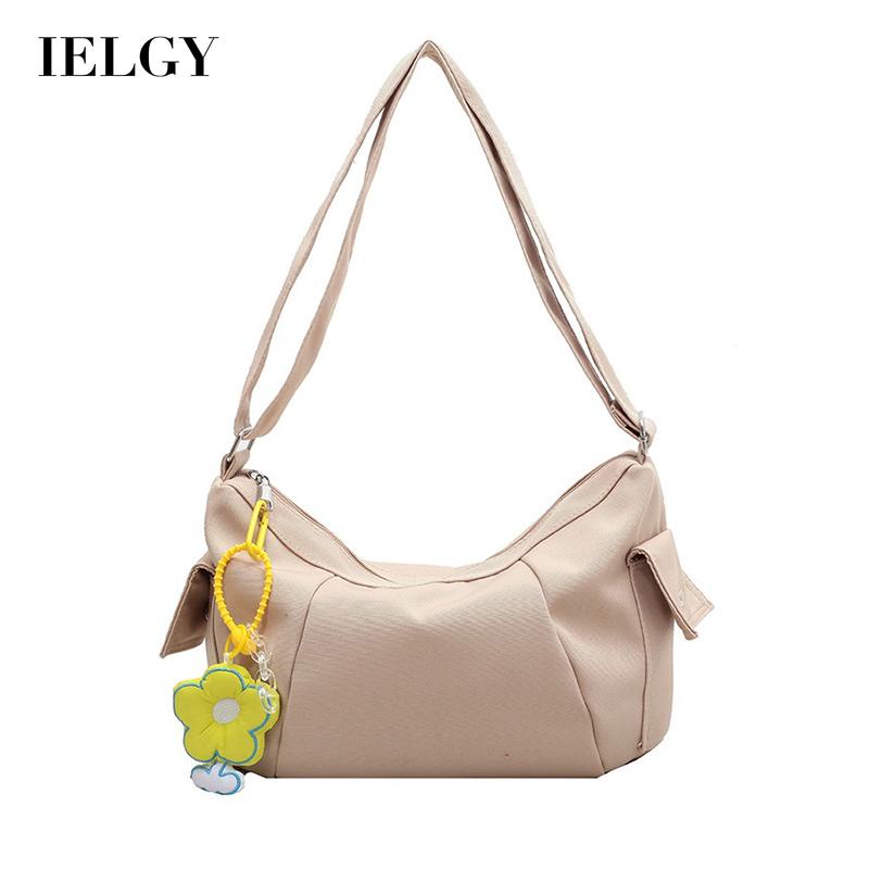 IELGY Túi Đeo Vai Bằng Vải canvas Kích Thước Lớn Kèm Móc Treo Phong Cách Hàn Quốc Cho Nữ