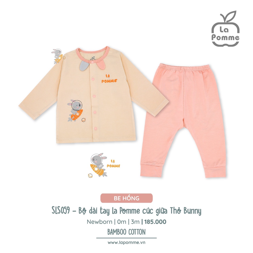 Bộ quần áo sơ sinh bé gái bé gái cúc giữa - BST Sơ sinh thu đông La Pomme Thỏ Bunny