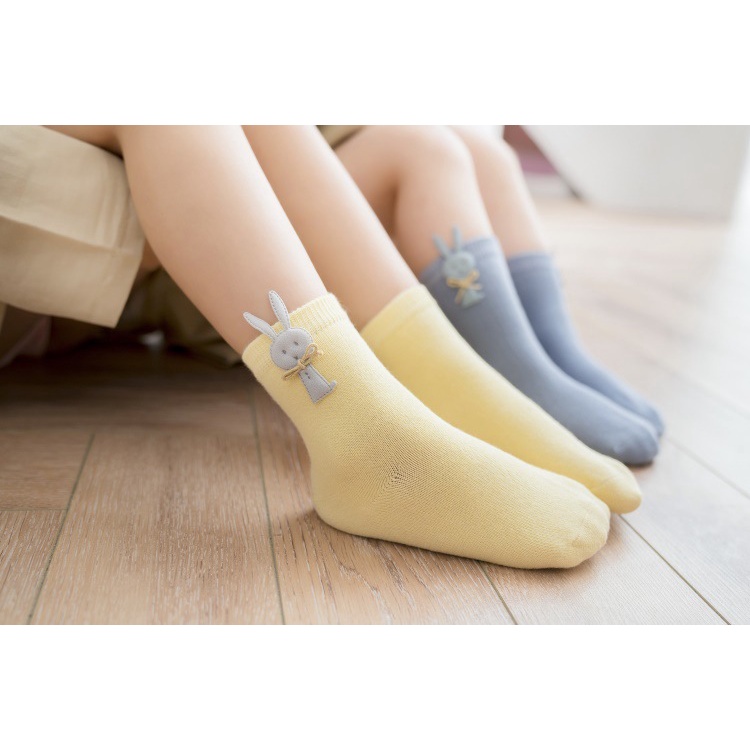 Set 5 Đôi Tất Cotton Đính Nơ Thời Trang Thu Đông Cho Bé Gái