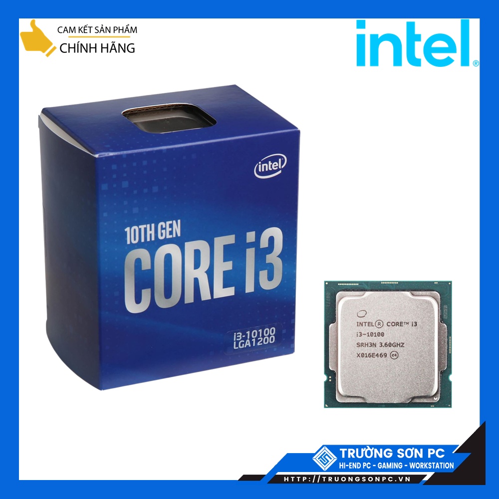 CPU Intel Core i3 10100 (3.6GHz Turbo up to 4.3Ghz, 4 Cores 8 Threads, 6MB Cache, 65W, Comet Lake) | Full Box Nhập Khẩu