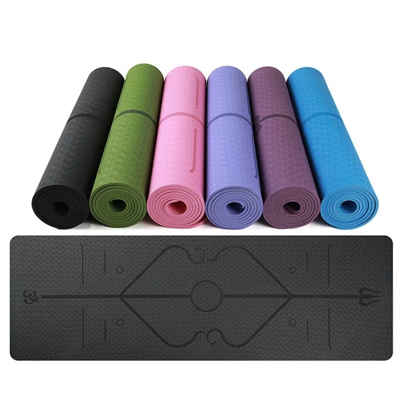 Thảm tập yoga 2 lớp TPE 6mm 8mm từ có định tuyến tập gym yoga pilates fashion chống trượt cao su cao cấp tại nhà