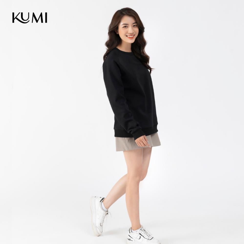 Áo Nỉ Nữ Dài Tay Có Túi Khóa Tay Chất Nỉ Bông Cao Cấp Kumi, Áo Nỉ Nữ Basic Thời Trang Trẻ Trung Năng Động - Đen | BigBuy360 - bigbuy360.vn