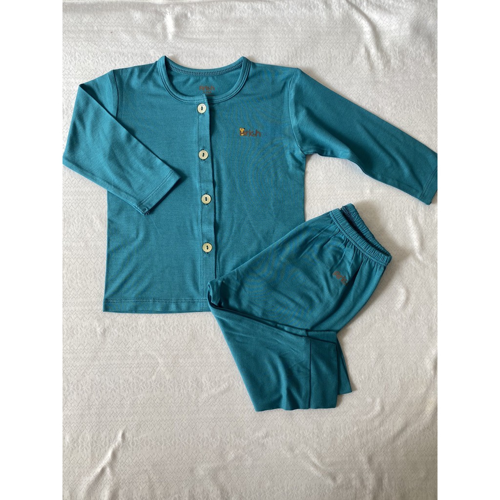 Dài tay cài thẳng trơn 0-18M SỢI TRE Arich