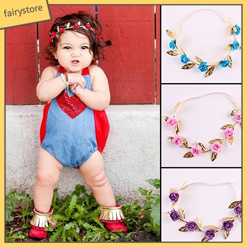 Băng Đô Cài Tóc Hình Vòng Hoa Hồng Xinh Xắn Cho Bé Gái